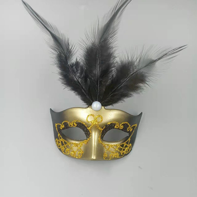 Masquerade Doll Decorative Mask Mini Small Mask with Feather Small Mask Stage Decorative Mask