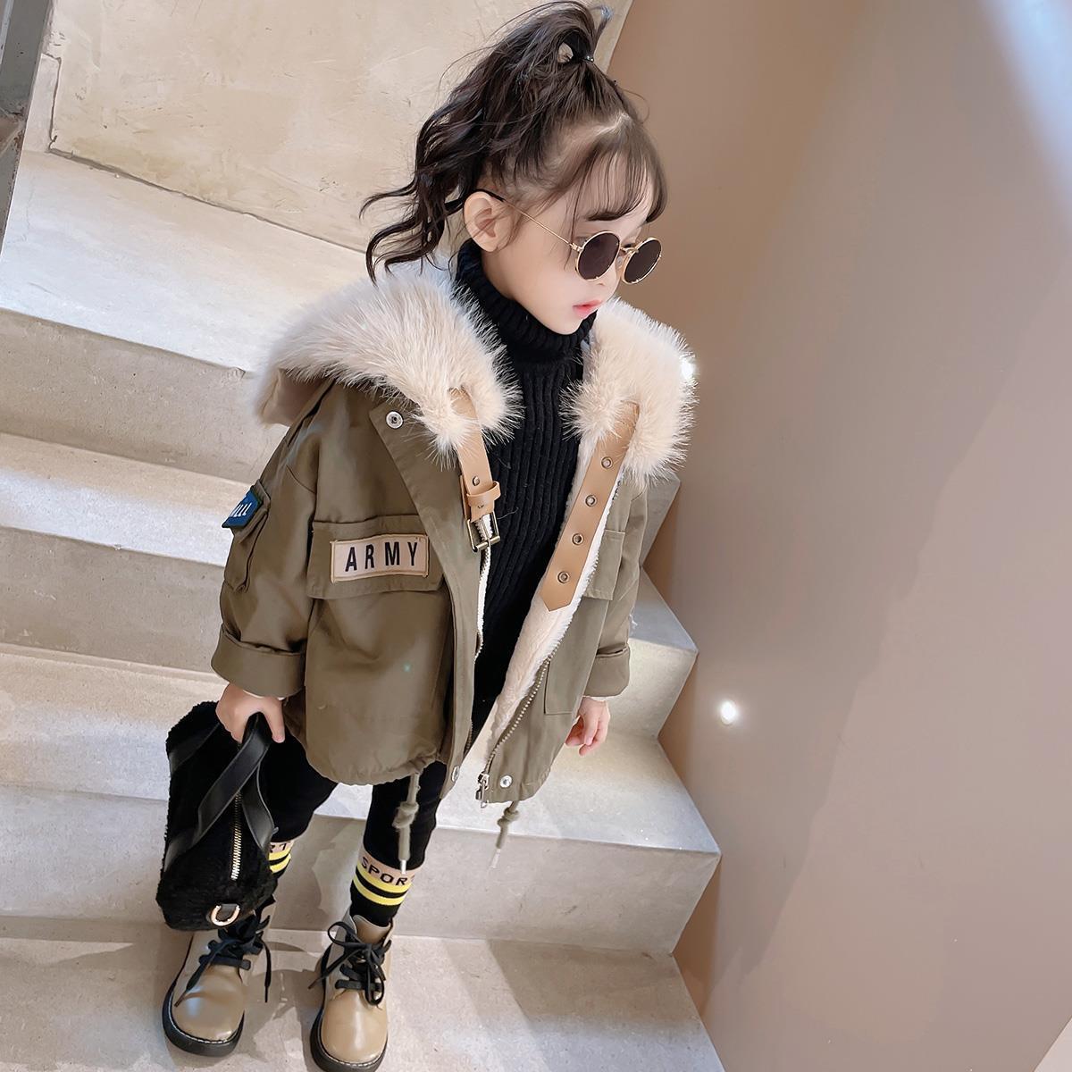 包邮女童加绒派克服冬装洋气儿童加厚外套秋冬棉衣宝宝韩版潮时尚