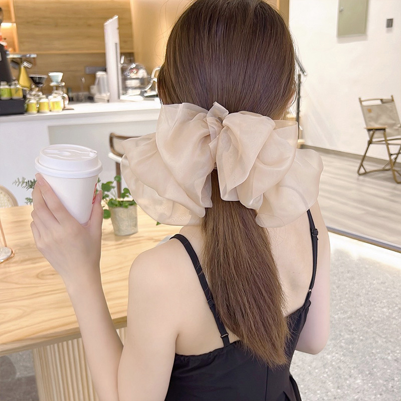 Internet Celebrity Chiffon Spring Clip Ponytail Super Fairy Big Bow Hairpin Female Back Head 2023 New Summer Hair Accessories