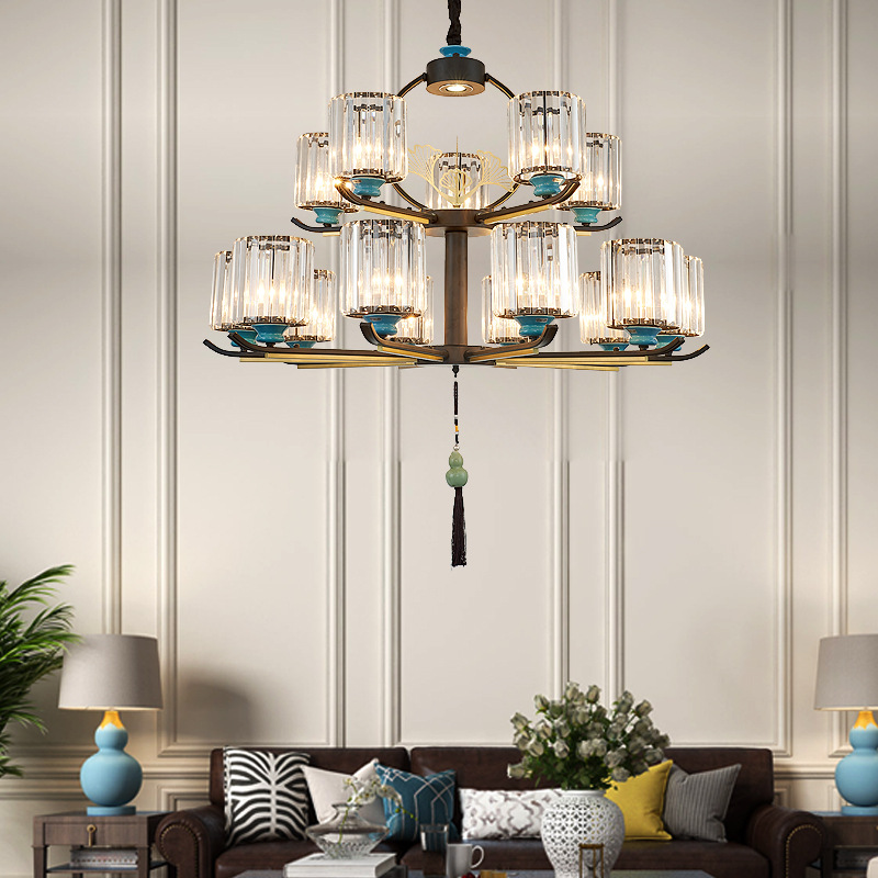 新中式吊灯客厅灯餐厅中国风禅意水晶灯具现代简约大气家用客厅灯