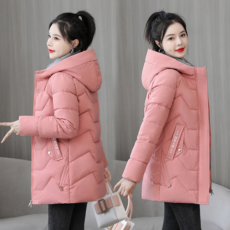 2023 New Cotton Clothing Women's Mid-Length down Cotton-Padded Coat Korean Slim-Fitting Cotton-Padded Jacket Thick Warm All-Match Women's Coat