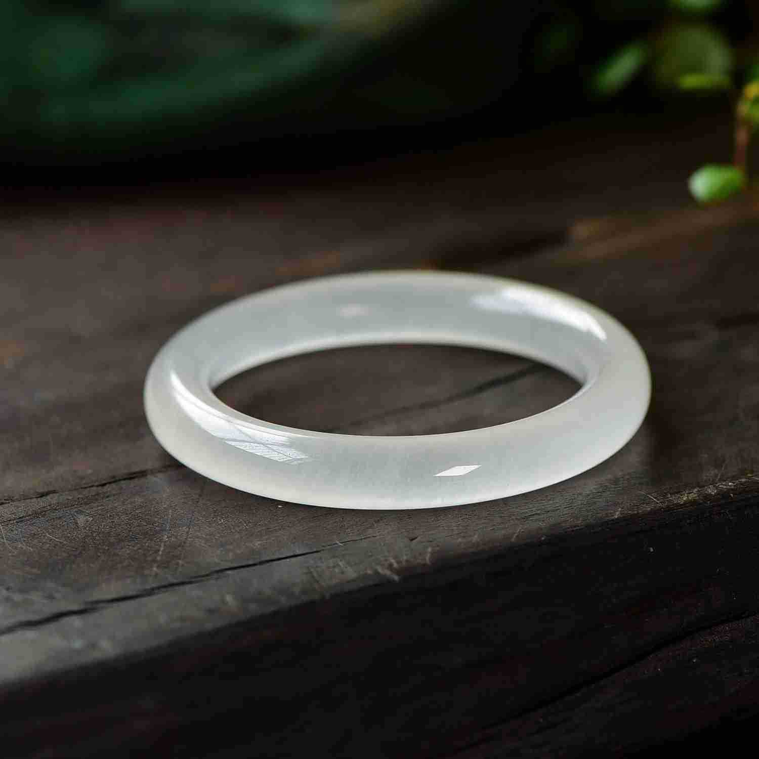 冰种阿富汗玉圆条手镯 色泽冰透