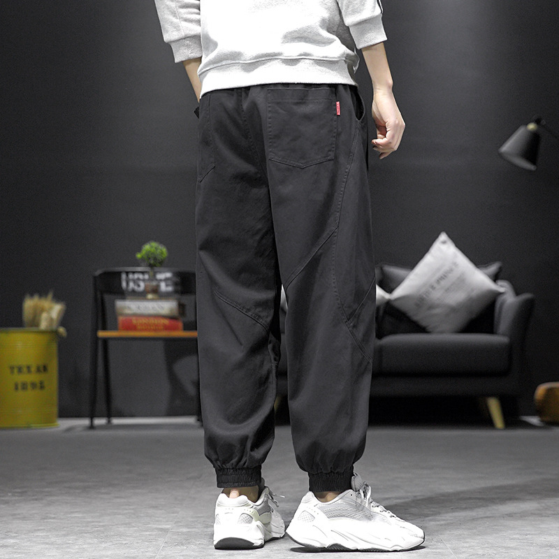 Japanese-Style Retro Overalls Men's Summer plus Size Trend Cotton Pants Fashion Brand Ins Ankle-Tied Harem Casual Pants