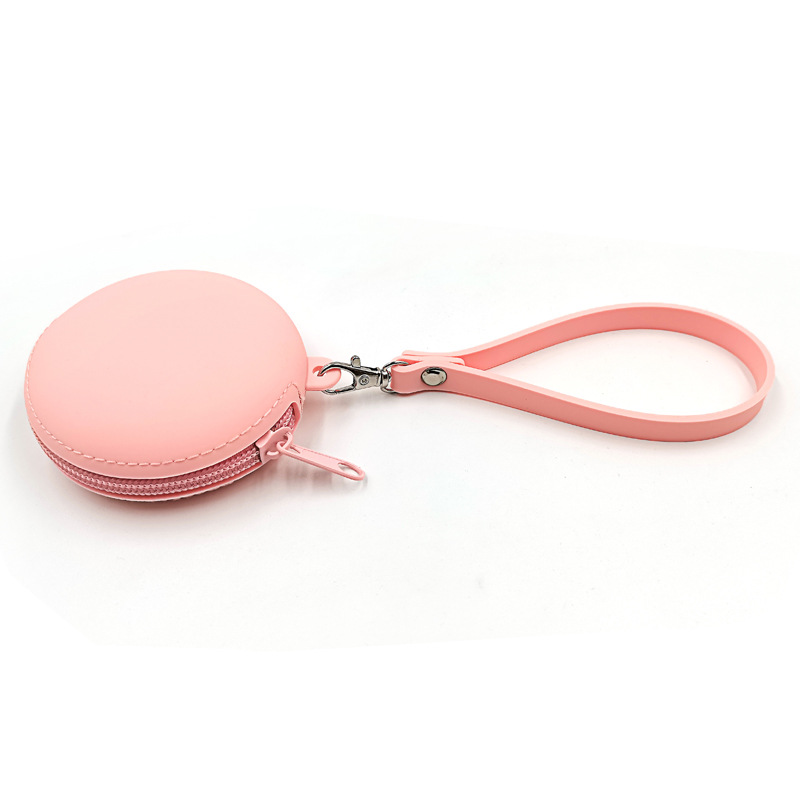 round Silicone Coin Purse Earphone Bag Cartoon Children's Zipper Silicone Bag Mini and Simple Keychain Storage Bag