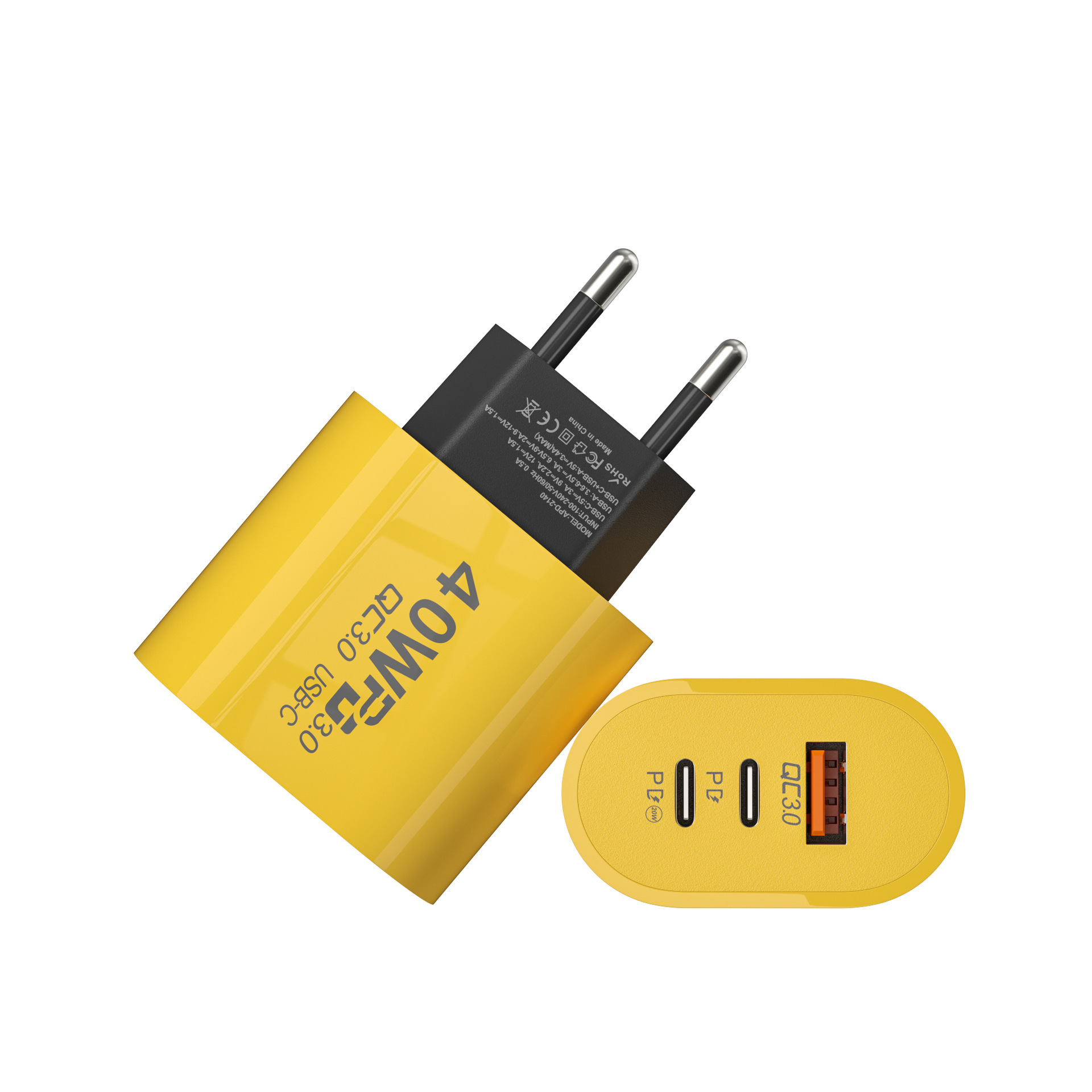 40w双pd 1usb手机快充充电器qc3.