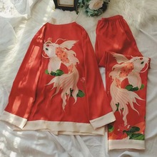 家居服新年红色喜庆睡衣女日式和服新娘新婚结婚家居服本命年套