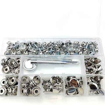 跨境盒装50套螺丝9mm大白扣配工具铁材质150pcs帐篷布钮扣按扣