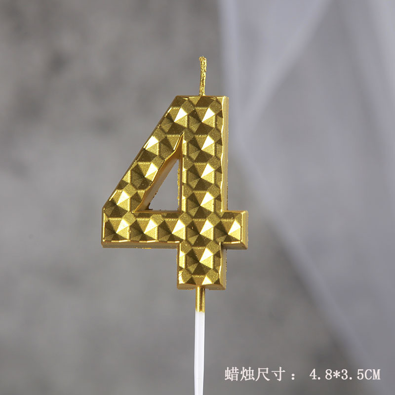 Creative Gold Silver Diamond Surface Digital Candle Birthday Party Cake Decoration Dessert Bar Dress up Topper for Baking