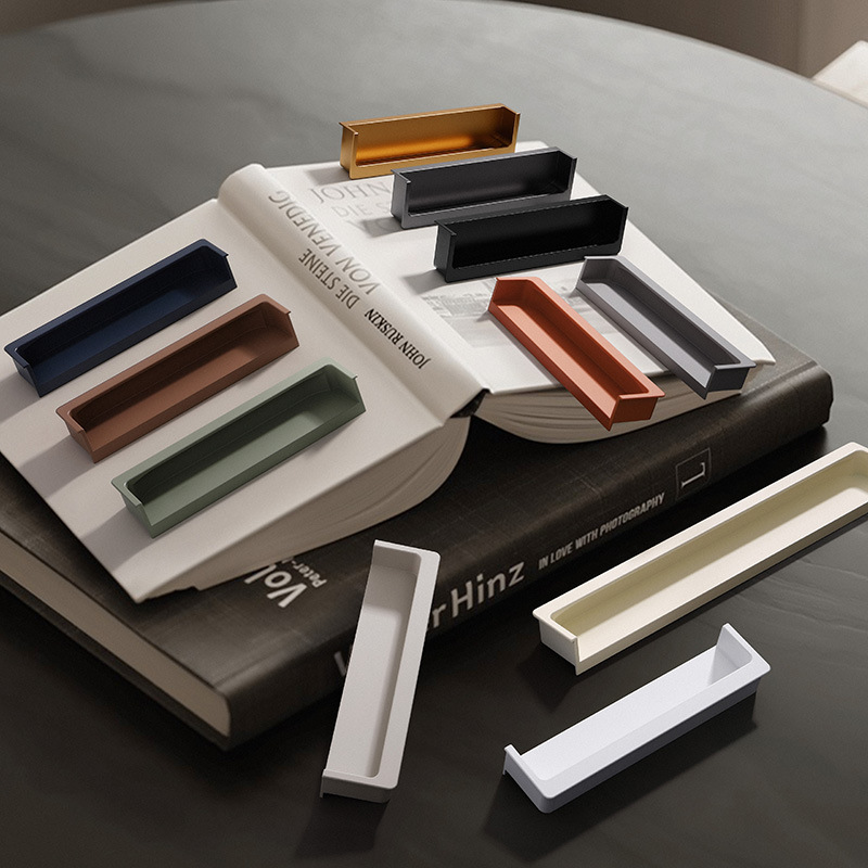 羊绒灰u702u705暗扣拉手肤感开槽嵌入式柜门拉手抽屉柜橱柜门把手