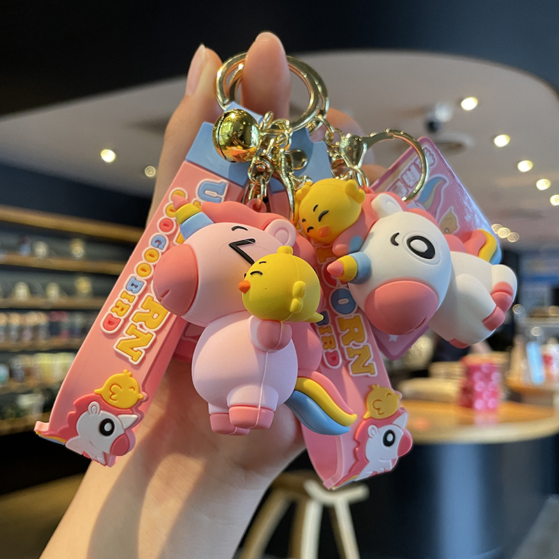 genuine unicorn and chicken pvc keychain crane machines product activity gift couple cartoon backpack pendant