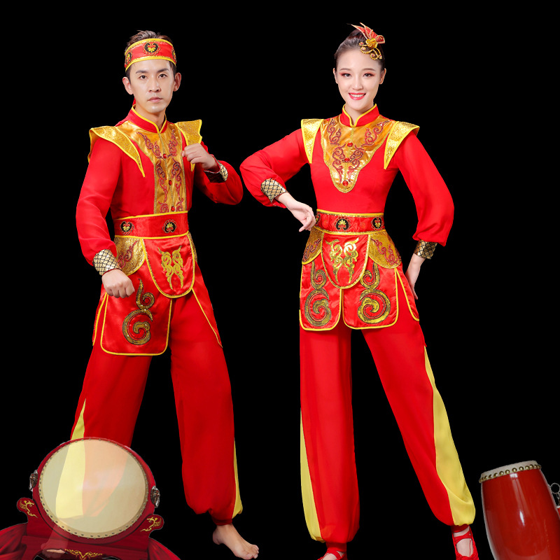 打鼓演出服装女新款中国风秋冬喜庆大鼓水鼓腰鼓队锣鼓舞蹈服民族