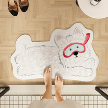 卡通可爱狗狗浴室防滑地垫卫生间吸水速干耐磨脚垫家用硅藻泥地垫