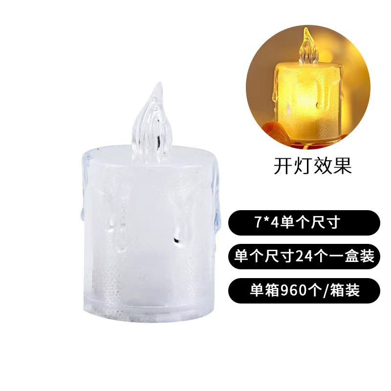 Led Electronic Candle Tears Tealight Ins Korean Style Small Night Lamp Christmas Ornament Candlestick Decoration Small Night Lamp Crystal