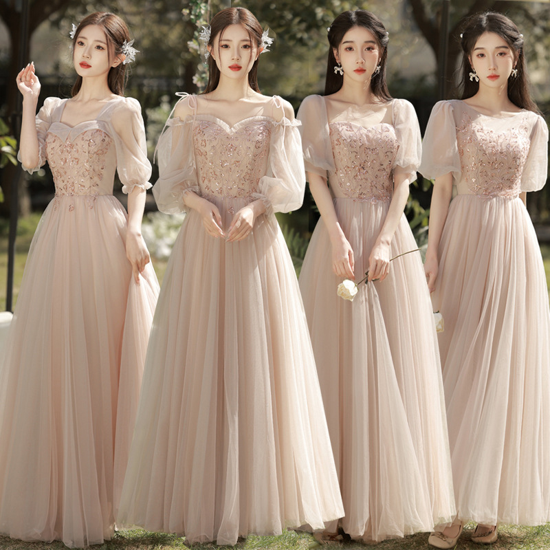 小个子伴娘服2024新款仙气质闺蜜姐妹团礼服长款显瘦连衣裙纱裙女