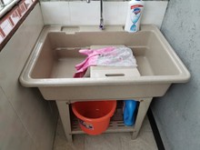 塑料洗衣池带搓板洗衣盆洗衣柜洗衣池阳台家用洗脸台盆槽一体加厚
