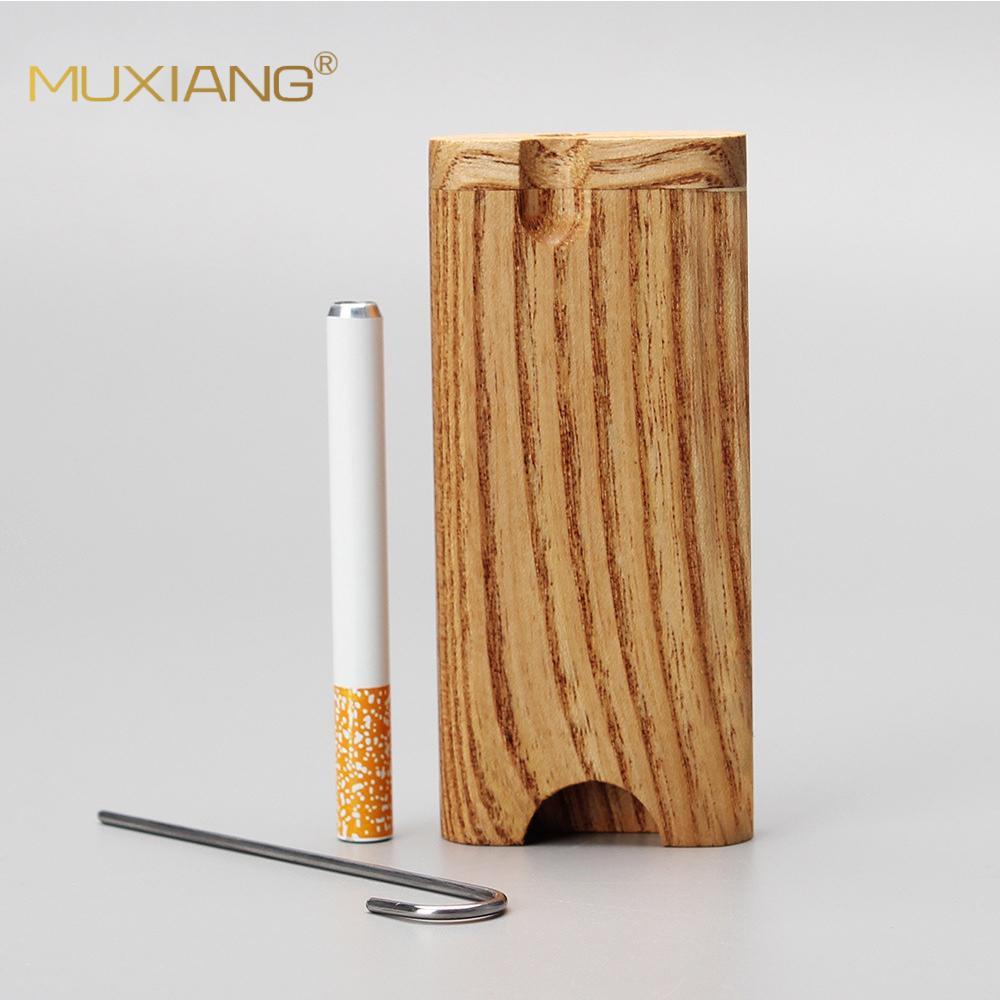 木香跨境新款木质烟盒wood dugout底部通针清洁勾木制烟盒空烟管