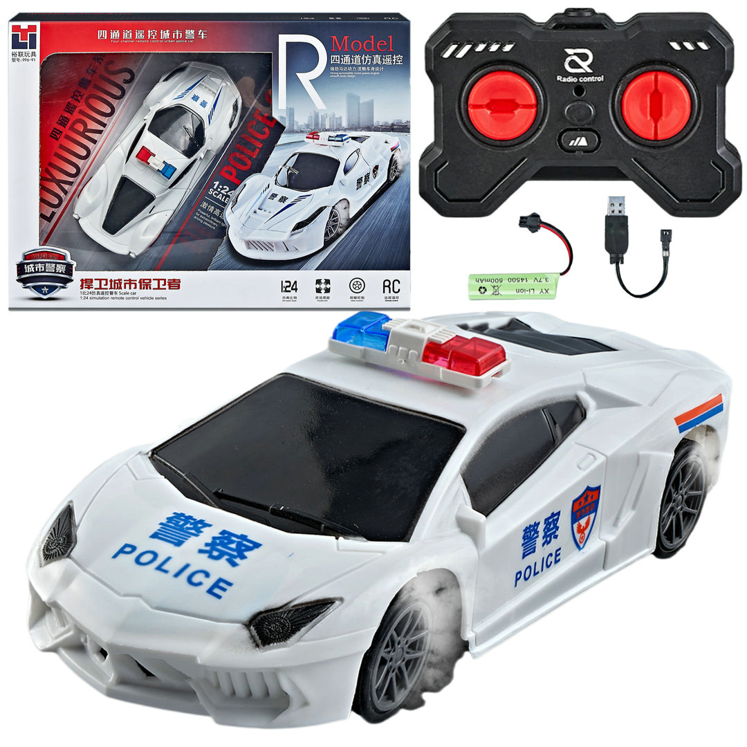 1:24充电无线遥控警车996-93男孩仿真车模型摆地摊辅导班玩具批发