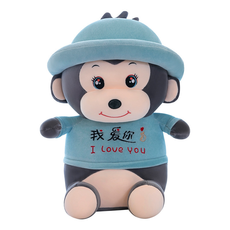 Foreign Trade Cute New Hat Monkey Doll Plush Toys Birthday Gift Sleeping Pillow on Bed Factory Wholesale