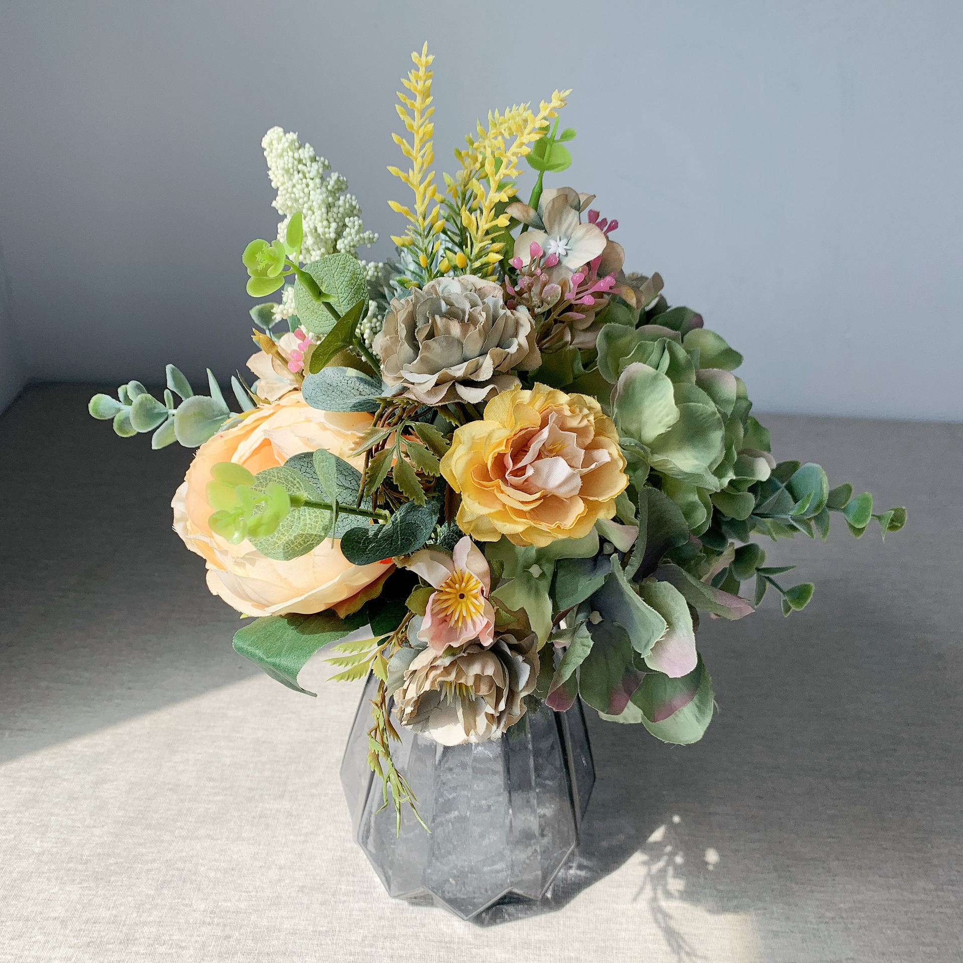 法式尤加利叶苹果叶圆形插花仿真植物仿真花批发插花辅材桉树叶