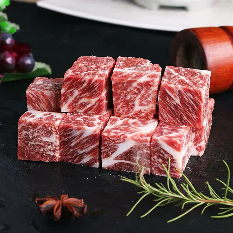 澳式谷饲雪花牛仔粒1000g原切新鲜生牛肉 牛腩牛前黑椒牛肉粒商用