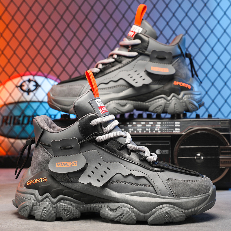 高帮老爹鞋男秋季厚底耐磨休闲潮鞋冬季网红港风超火原创运动男鞋