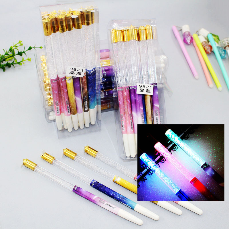 9821小清新七彩泡泡星空笔发光仙女笔发光液体炫彩流沙笔