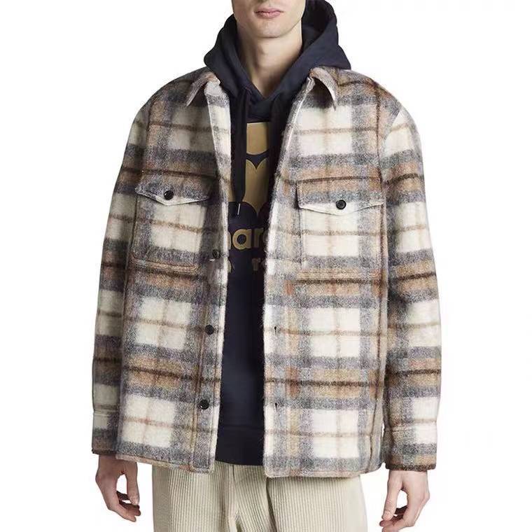 跨境潮牌travis scott ts cactus jack 格子口袋毛尼衬衫夹克外套