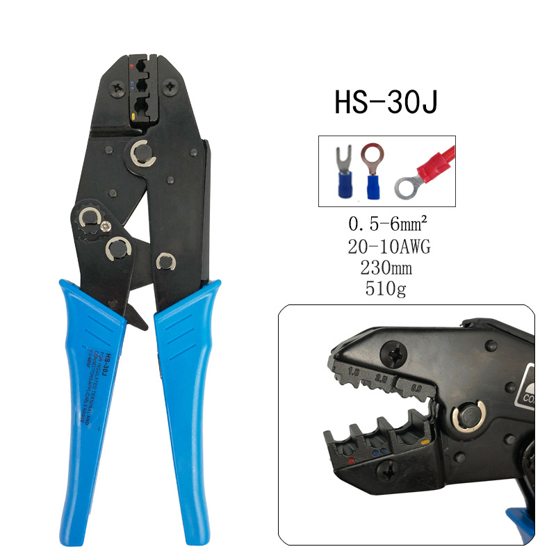 HS-30J/40J European Wire Crimper Ratchet Terminal Crimping Pliers Wire Crimper Supply Pre-Insulated Wiring Terminal Clamp