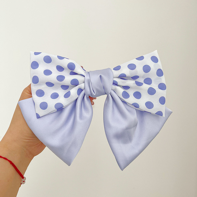 Spring and Summer Korean Style Polka Dot Bow Barrettes Elegant High-Grade Elegant Spring Clip Fashion Fabric Top Clip Headdress Wholesale