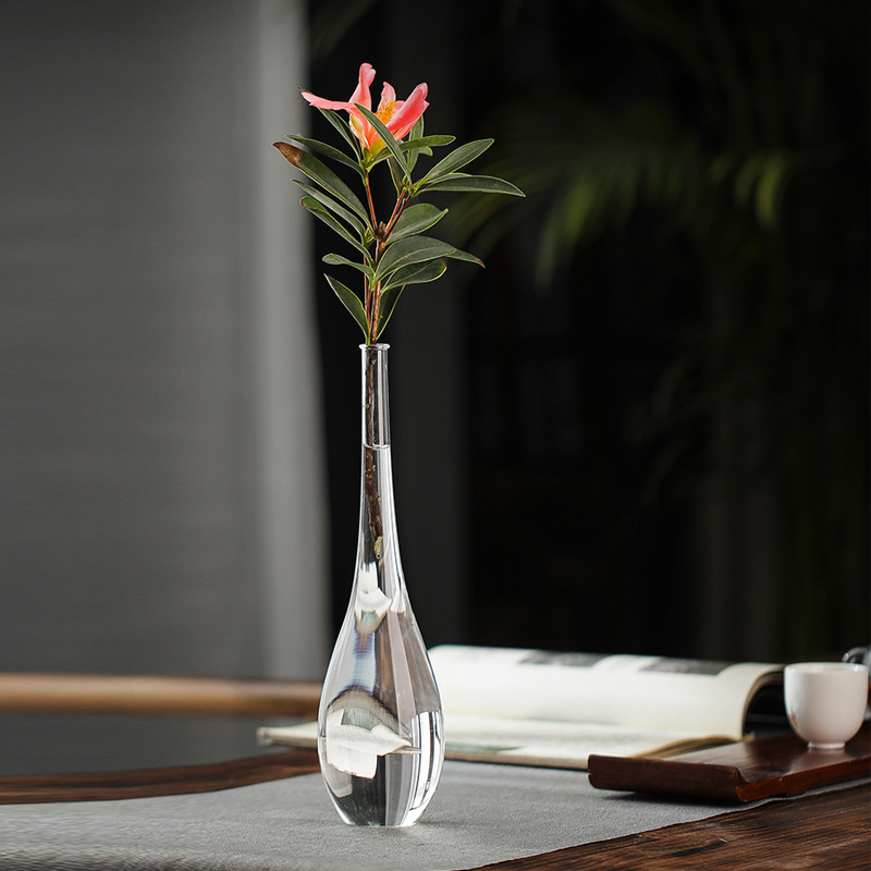 Japanese Glass Vase Zen Plum Vase Home Dining Table Living Room Flower Arrangement Decoration Hydroponic Flower Pot Transparent Glass Vase
