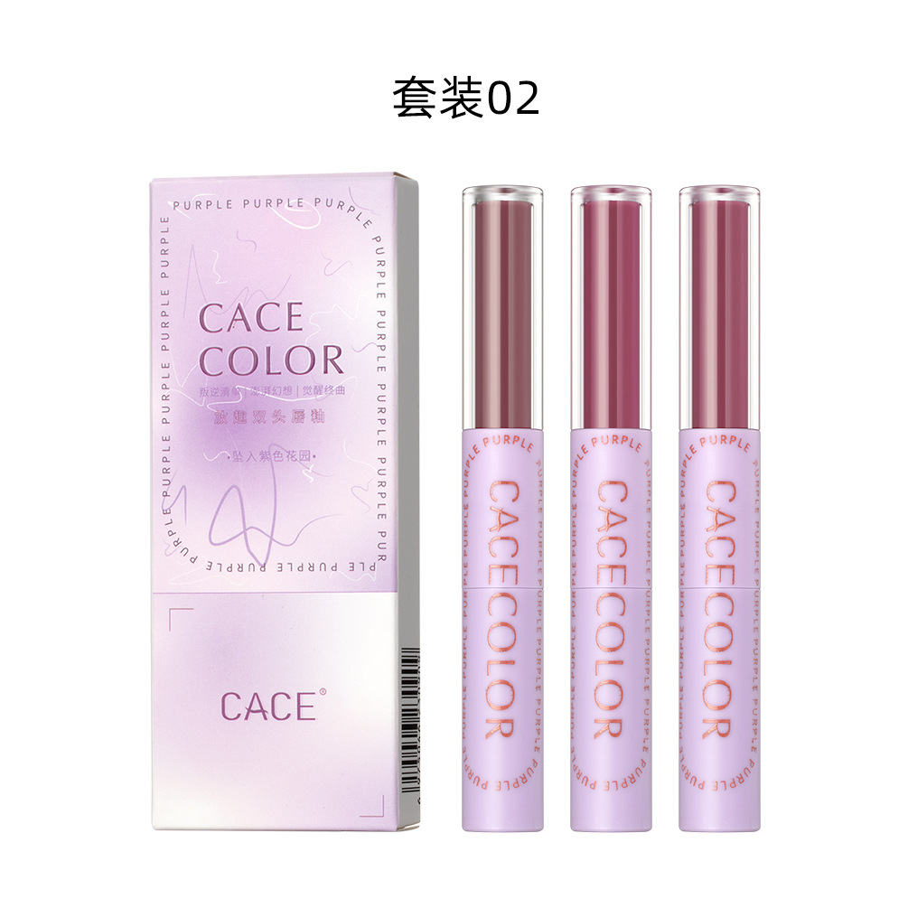 C49 Fun Double-Headed Lip Lacquer 6-Color Youth Series Student Autumn and Winter New Lipstick Lip Balm Beauty Wholesale