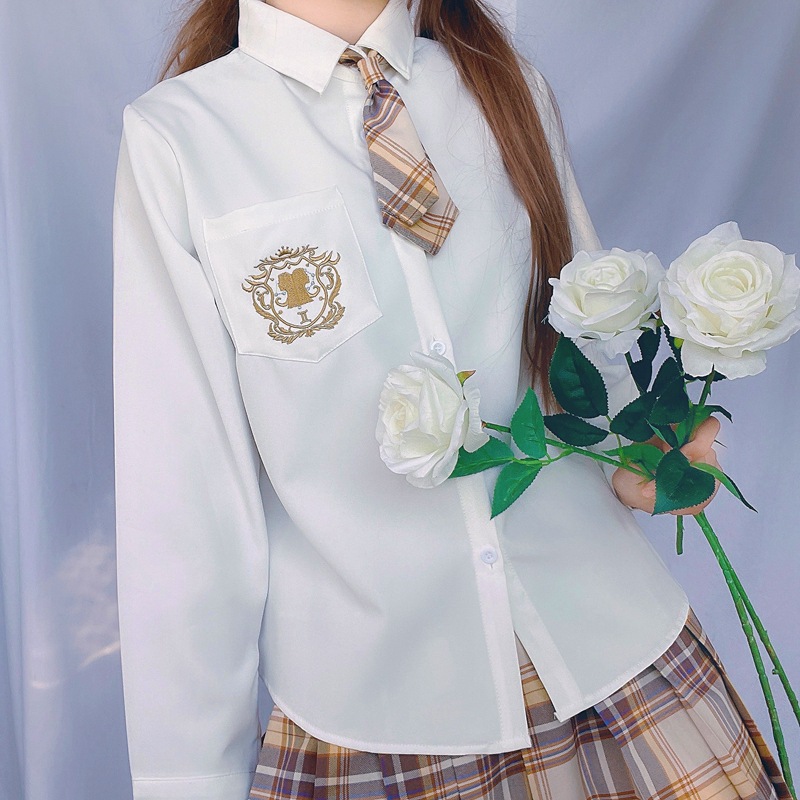 【十二星座】jk衬衫女长袖基础款春季新款学院宽松设计感刺绣制服