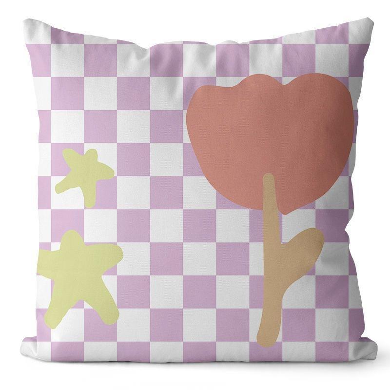 Chessboard Art Flower Printed Pillowcase Fresh Furnishings Dormitory Room Children's Room Bedroom Living Room Pillows