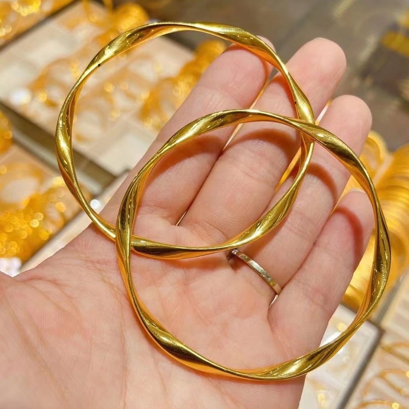 5d无氰黄金莫比乌斯环手镯999足金手镯5d无氰硬金手镯24k黄金手环