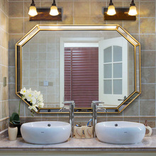 欧式梳妆镜子卫生间防雾镜美式浴室镜LED灯化妆镜洗手间壁挂镜子