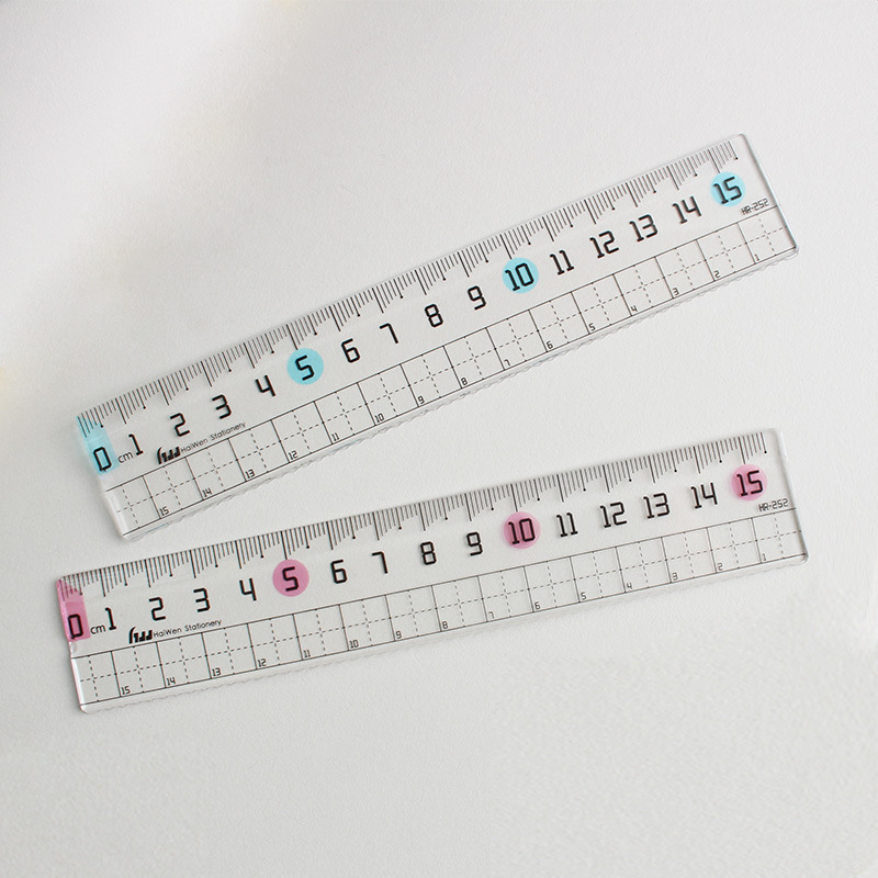 海雯直尺带波浪小学生用可爱日系15cm创意透明亚克力简约塑料尺