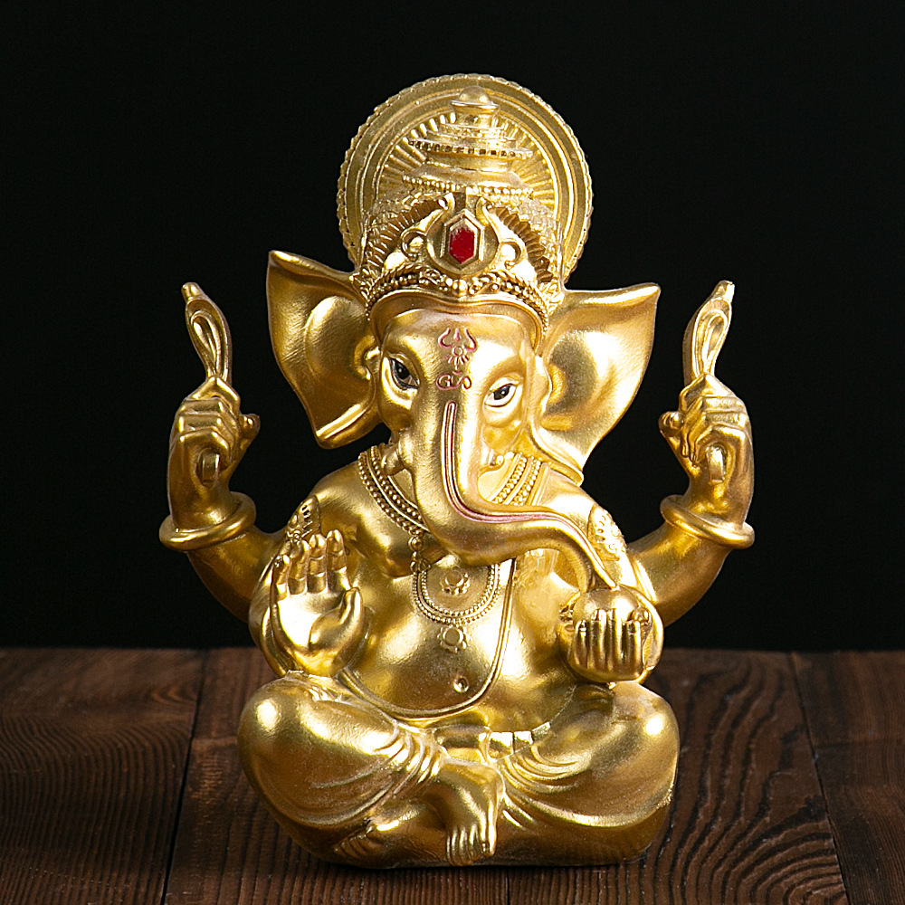 跨境象鼻神树脂佛像工艺品摆件手工雕刻印度象头神东南亚象神批发