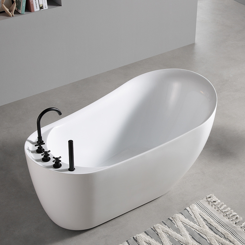 椭圆形鹅蛋形网红浴缸 亚克力独立式成人家用酒店民宿别墅浴盆