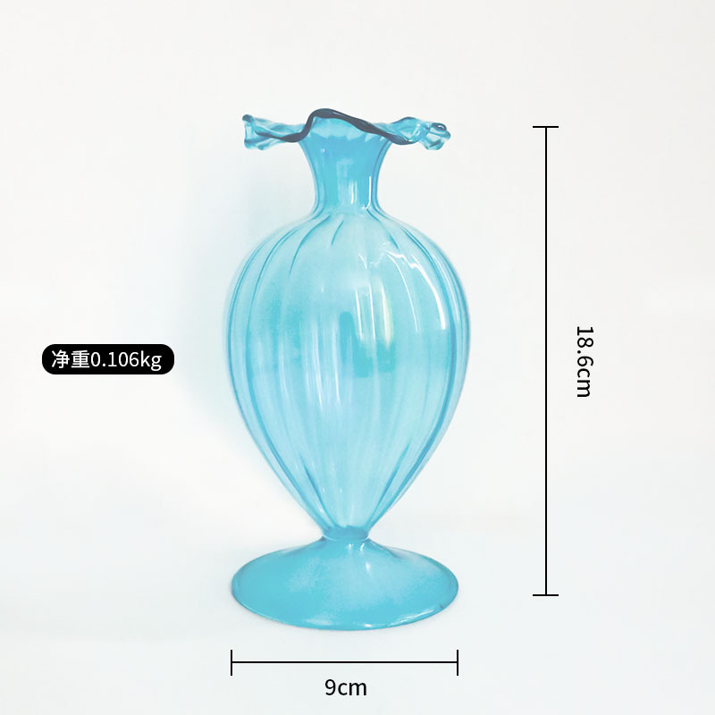 Creative Colorful Striped Glass Vase European-Style Home Wavy Striped Vase Home Living Room Desktop Water Cultivation