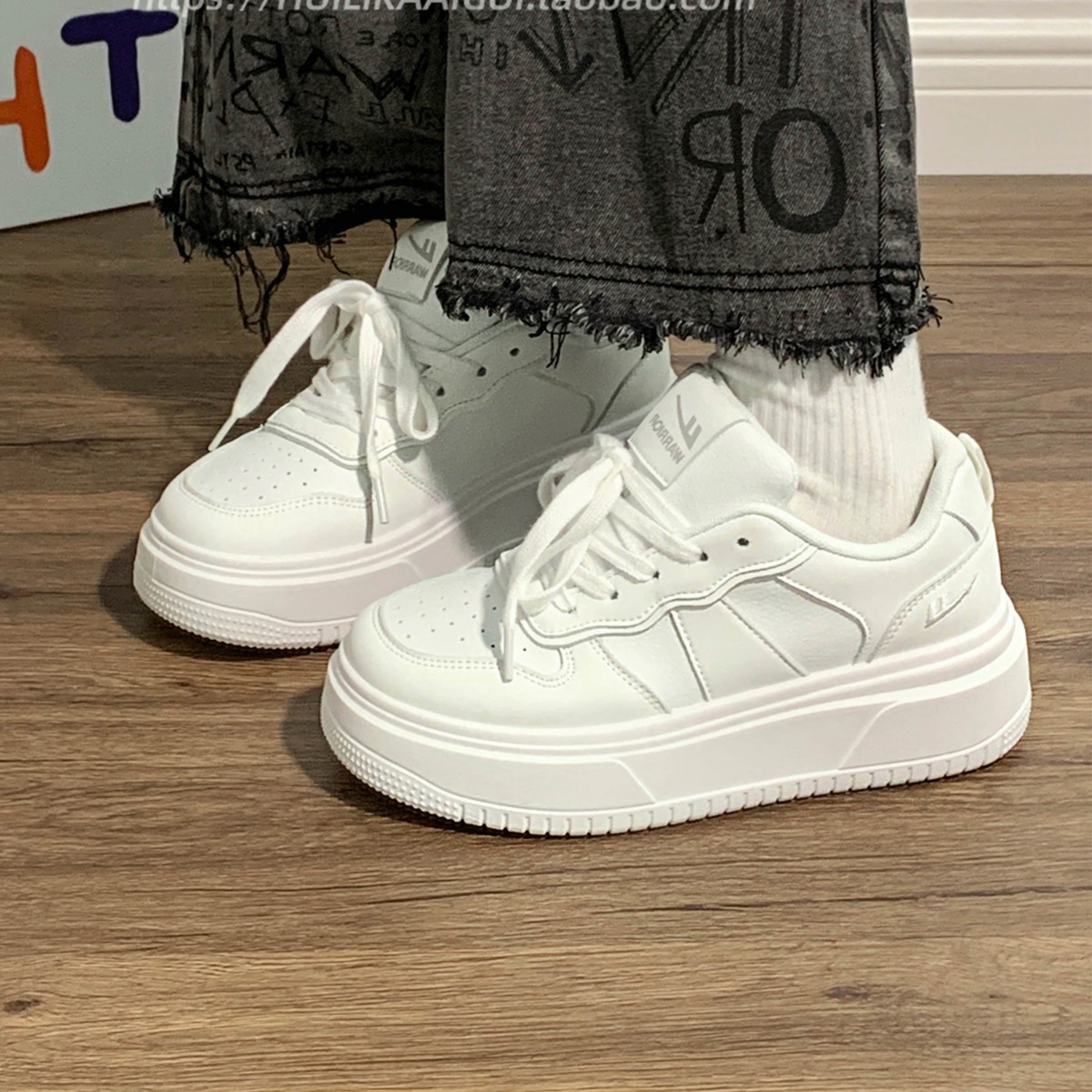 warrior/回力厚底小白鞋女春秋百搭鞋子小众女鞋休闲增高面包板鞋