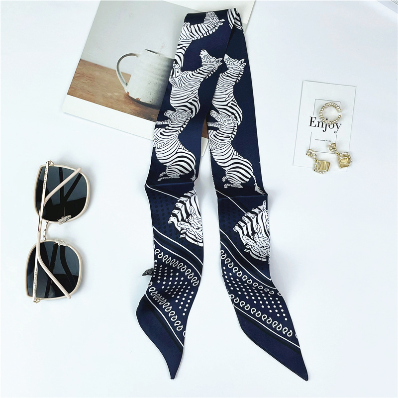 European and American Style Zebra Cartoon Scarf Women's Spring and Autumn Decorative Long Scarf Double Satin Tied Baby Scarf Ribbon