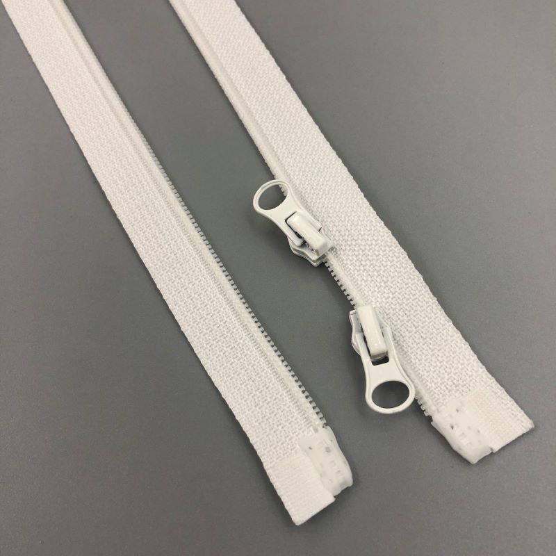 3号尼龙拉链白色双开尾自锁拉链杏仁拉头夹克外套鞋靴拉链辅料