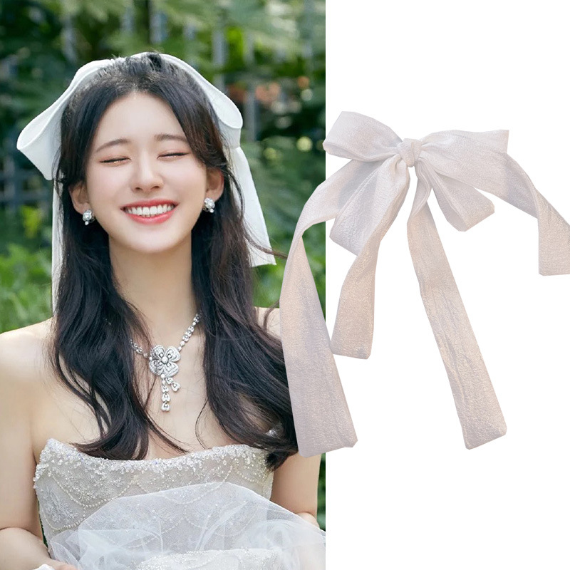 赵露思抖音同款白色大蝴蝶结发夹顶夹后脑勺发夹新娘礼服发饰