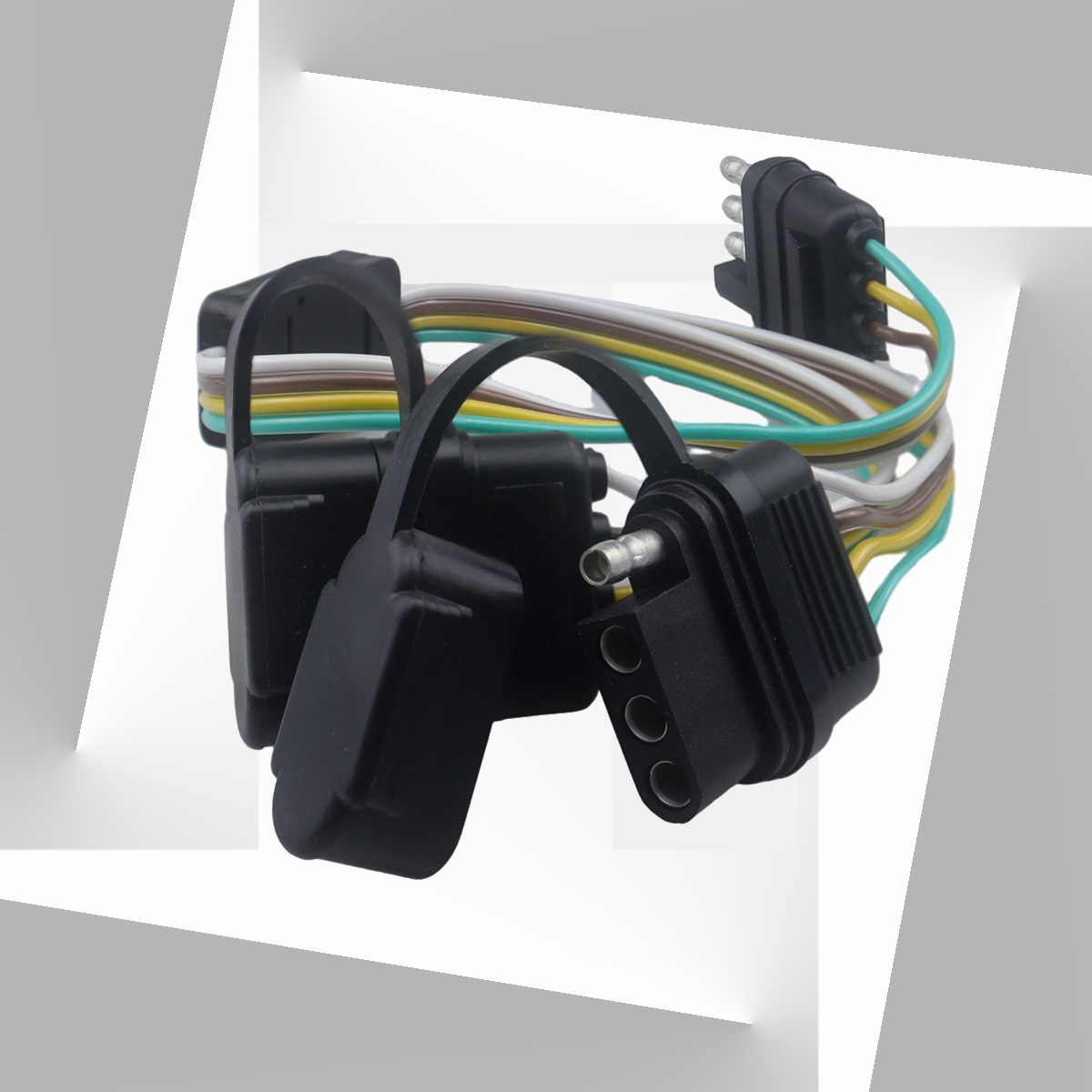 美式拖车插头线 一拖二四芯线束 4孔sae转接头车灯电源线 公母线