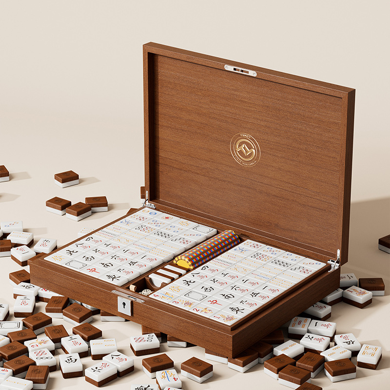 2023新款麻将盒 实木烤漆哑光麻将包装盒 员工福利春节礼盒套装