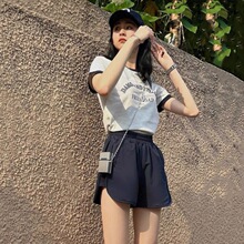 2024夏季学生文艺范韩版棉质运动套装女短袖短裤休闲跑步服两件套