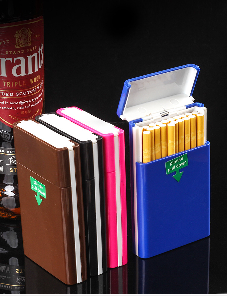 新款弹盖下拉女士细烟长款烟盒20支装超薄男女式加长女式香菸盒