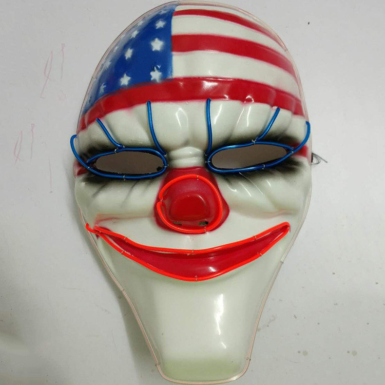 现货色美国国旗手工定制发光面具美国国旗成人荧光舞面具拍照道具