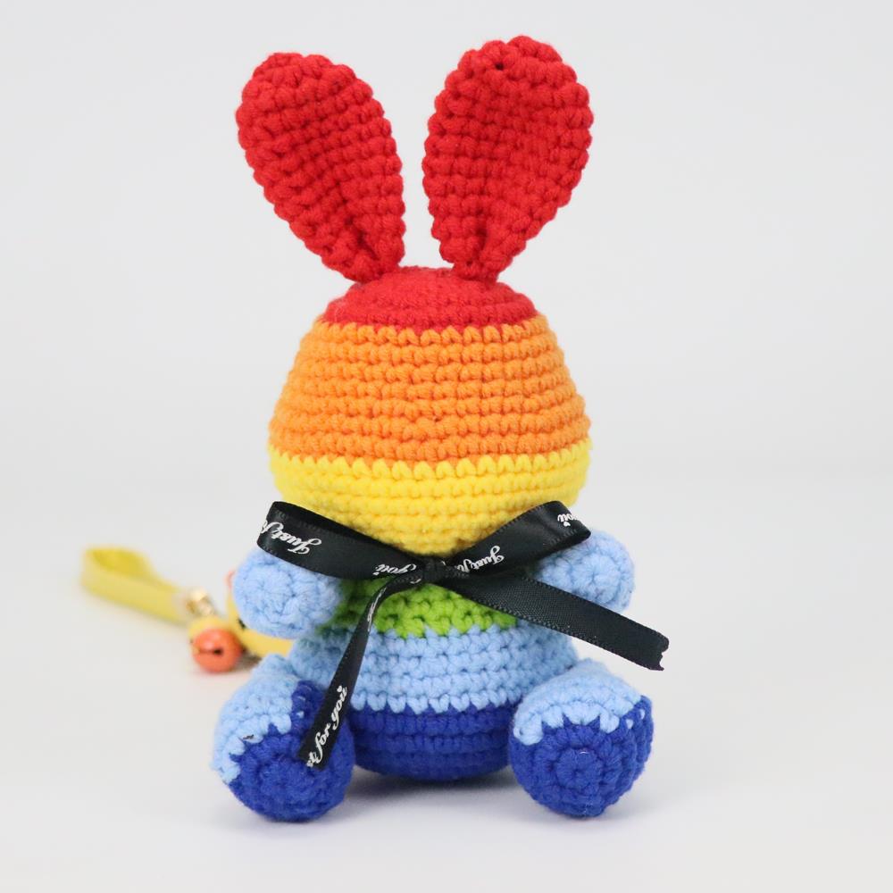 编织肖战同款彩虹兔子手工编织钩针牛奶棉毛线diy玩偶材料