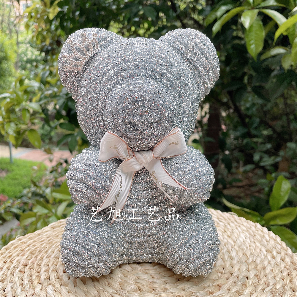 新款生日礼物惊喜水晶熊家居摆件情人节520钻石熊礼盒七夕送女友
